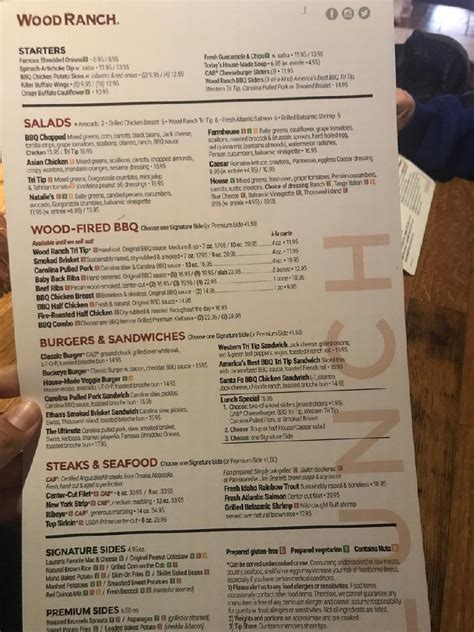Menu at Wood Ranch BBQ, Burbank