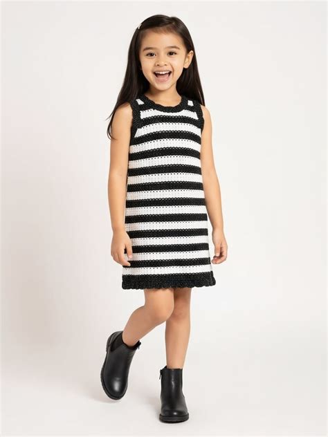 Buy HOP Kids Girls Black Striped Knit-Textured A-Line Dress from Westside