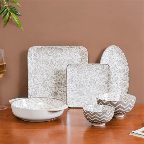 Printed Square Plates 24 Piece Dinner Set For 6 Online - Premium Dinner ...