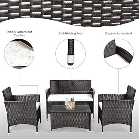 Goplus 4-Piece Rattan Patio Set, Outdoor/Indoor | Ubuy India
