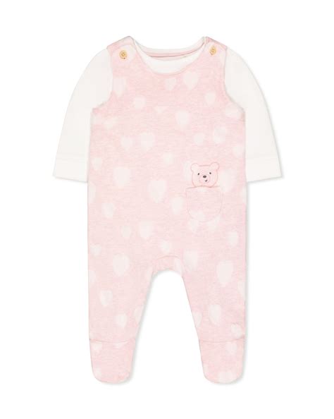 Buy My First Pink Bear Dungarees And Cream Bodysuit Set Online at Best ...