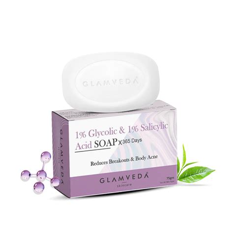 Glamveda 1% ww Glycolic Acid & 1% ww Salicylic Acid Body Acne Soap ...