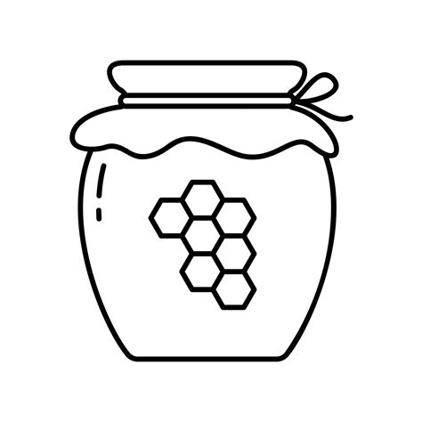 Honey jar icon with honeycomb in black outline style 12778900 Vector ...