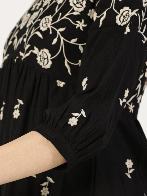 Black Boho Embroidered Midi Dress – Saffron Threads