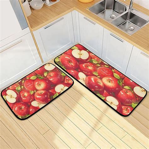 Amazon.com: Red Apples Kitchen Rugs Set of 2, Kitchen Floor Mats ...