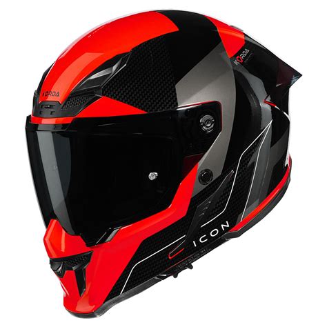 KORDA ICON NYX GLOSS BLACK RED HELMET (Dual visor) – AH Helmets