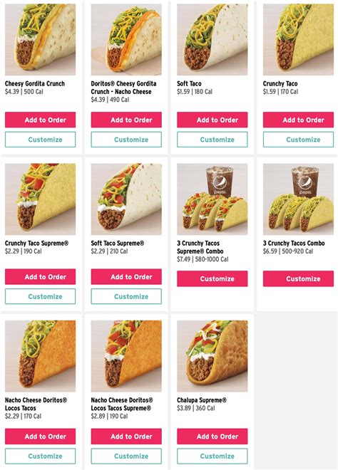 Taco Bell Menu With Prices - Restaurant Menu Price