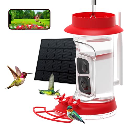 Soliom Smart Hummingbird Feeder with Camera, 3W Solar Powered, AI Bird ...