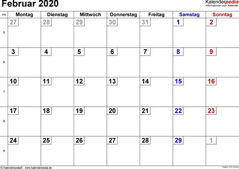 Resultado de imagen de kalender februar 2020 mit feiertagen