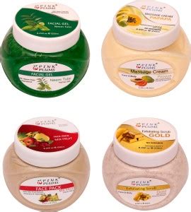 PINK PLUMS Neem-Tulsi Facial Gel, Papaya Massage Cream, Mix Fruit ...