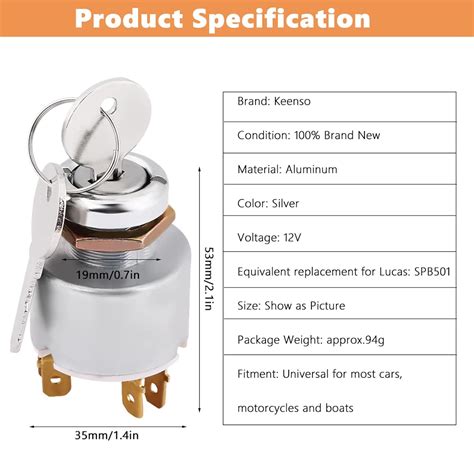 Ejoyous Ignition Key Switch, 3 Position Universal Car India | Ubuy