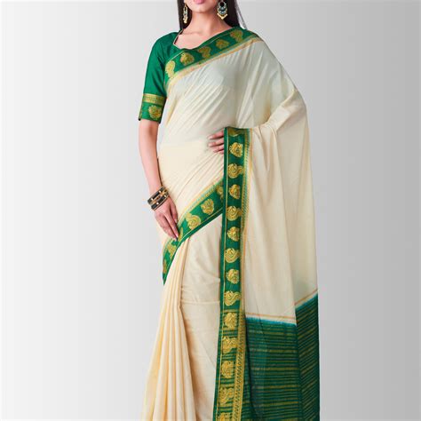 Mimosa Womens Crepe Saree Mysore Silk Halfwhite Color – http://mimosa.in/