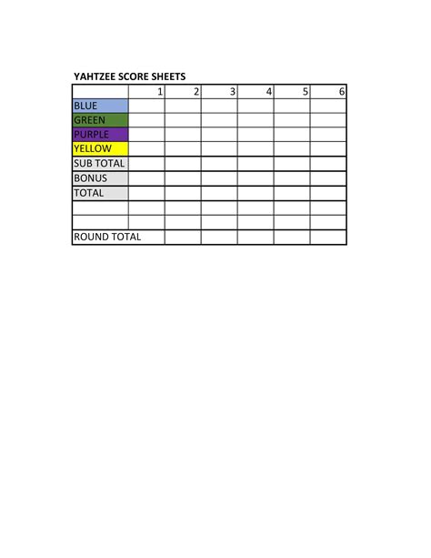 Free Printable Yahtzee Score Sheet Template [PDF, Excel] Triple / Junior