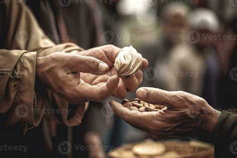 A man giving zakat charity during Ramadan. Man s generosity and giving spirit. The image show ...