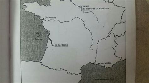 on the outline map of France locate the following places. a ) nantes ...