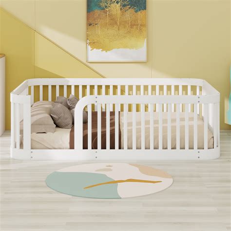 Harriet Bee Floor Bed With Door Floor Beds With Fence Railings And ...