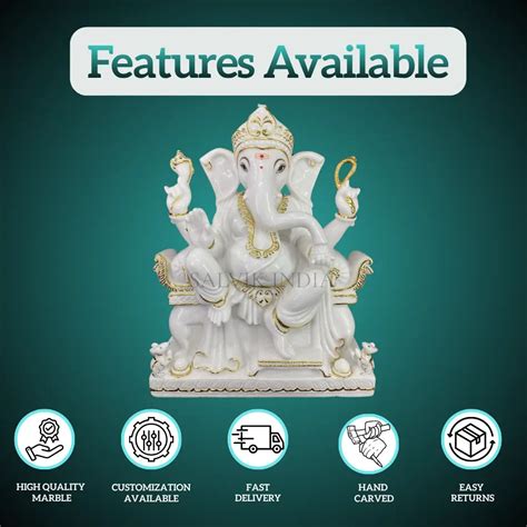 Pillaiyar Marble Murti – White Marble Ganesh Idol | Salvik – Salvik ...
