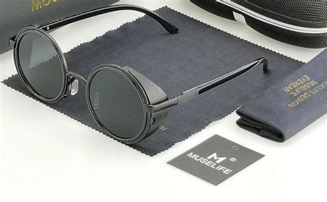 Steampunk Round Side Visor Circle Sunglasses For Men And Women-Unique ...