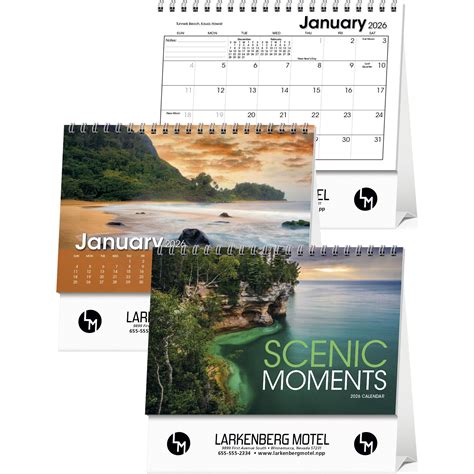 Customized Scenic Moments Large Desk Calendars (2026)