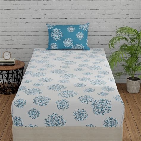 Huesland by Ahmedabad Cotton 144 TC Cotton Single Bedsheet with Pillow ...
