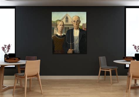 Grant Wood American Gothic Canvas Wall Art, Grant Wood Canvas Print ...