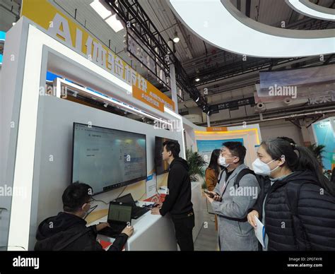 BEIJING, CHINA - MARCH 24, 2023 - Visitors experience Baidu AI literary ...