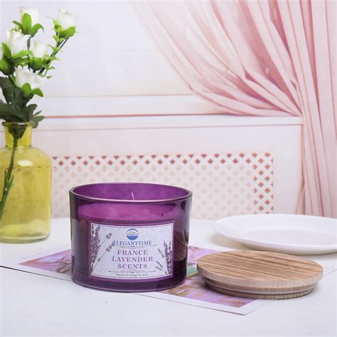 Buy ELEGANTTIME Large 3 Wick Aromatherapy French Lavender Scented ...