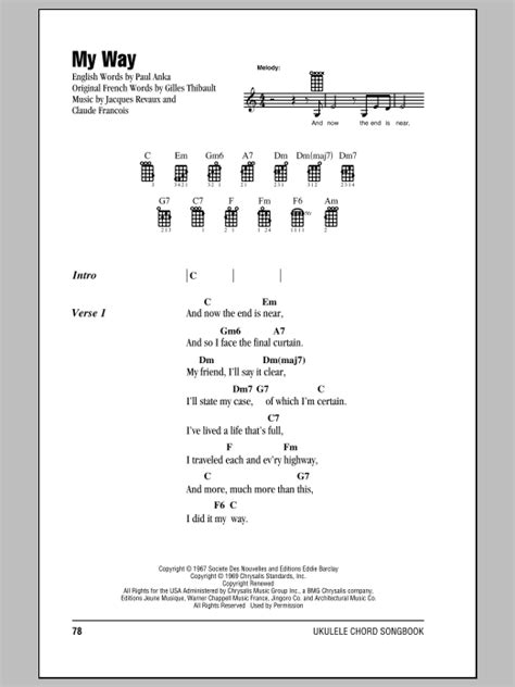 My Way Sheet Music | Frank Sinatra | Ukulele Chords/Lyrics
