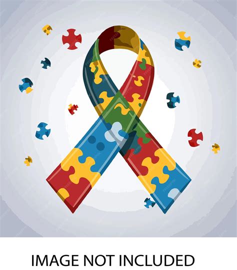 Premium Vector | Vector colorful satin puzzle ribbon as symbol autism awareness
