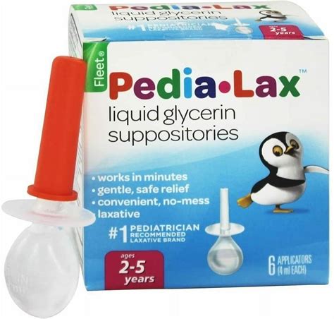 Fleet Pedia-Lax Liquid Glycerin Suppositories, 6 Count, Gentle Constipation Relief for Kids ...