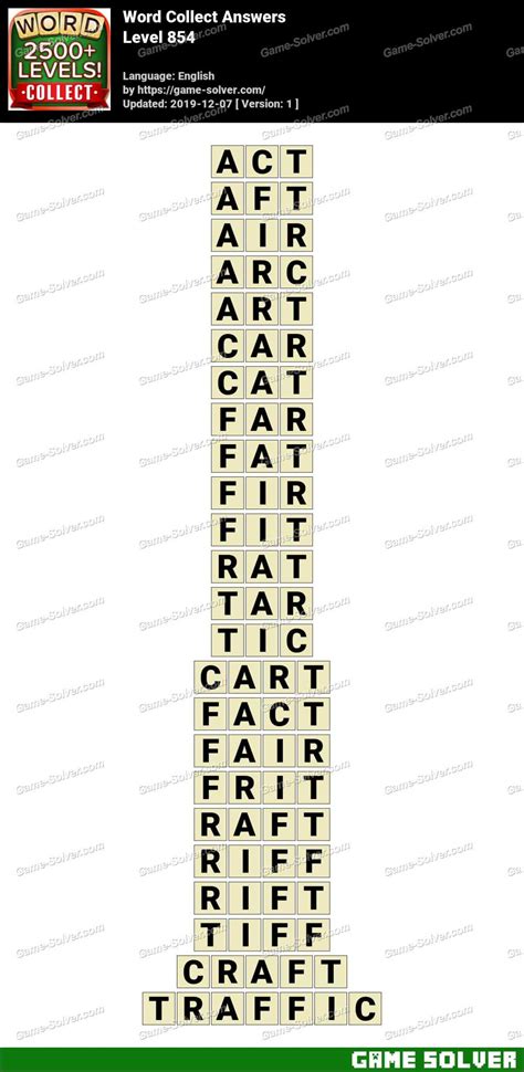 Word Collect Level 854 Answers • Game Solver