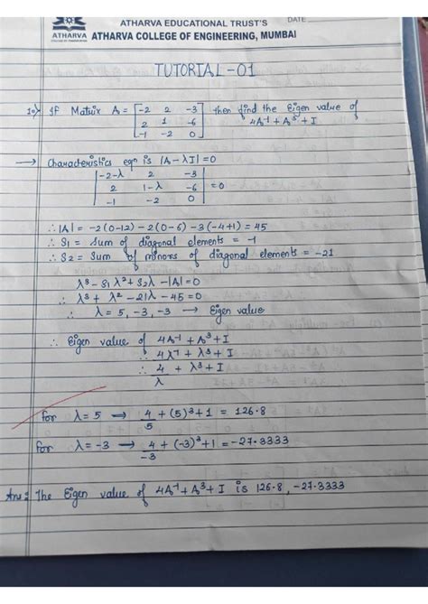 MCE 2023 Eigenvalues and Regression Analysis Tutorial Notes - Studocu