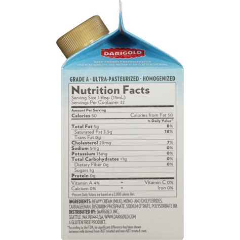 Heavy Cream Nutrition Facts at Juana Mask blog