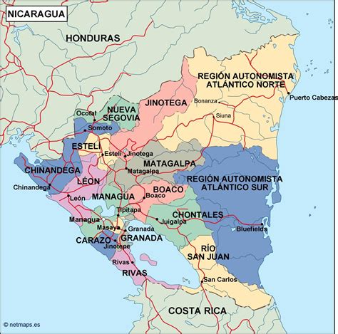 Nicaragua Political Map. Eps Illustrator Map | Vector Maps