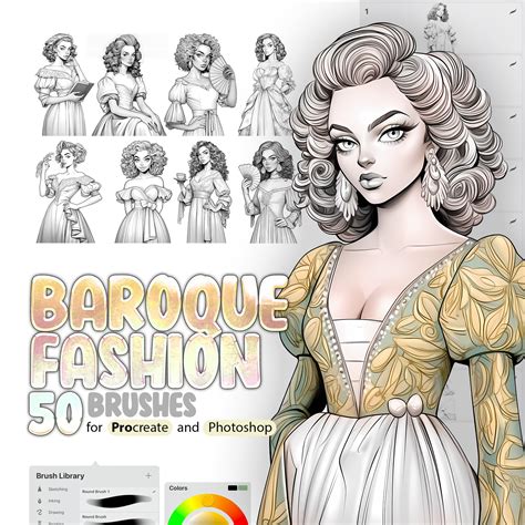 ArtStation - 50 Baroque Fashion Style Procreate Brushes | Baroque ...