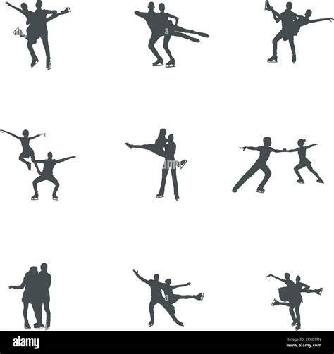 Ice Skater Silhouette Spin Ice Skating Silhouette Collection Vector