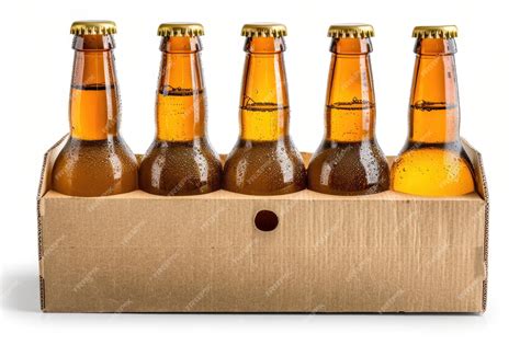 Premium Photo | Six pack of Beer bottles in a cardboard carton with ...