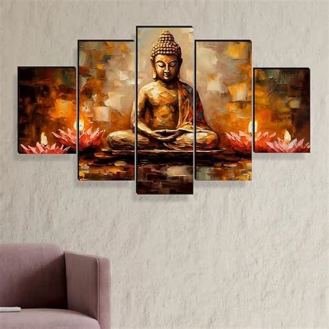 ArtX Paper Gautam Buddha Wall Art Painting For Living Room, Multicolor ...
