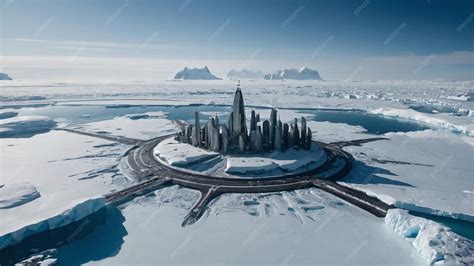 Premium Photo | Create city on Antarctic ice shown from above inhabited ...