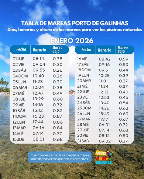 Tablas de Marea Porto de Galinhas 2026 - Vivo Porto de Galinhas | ES