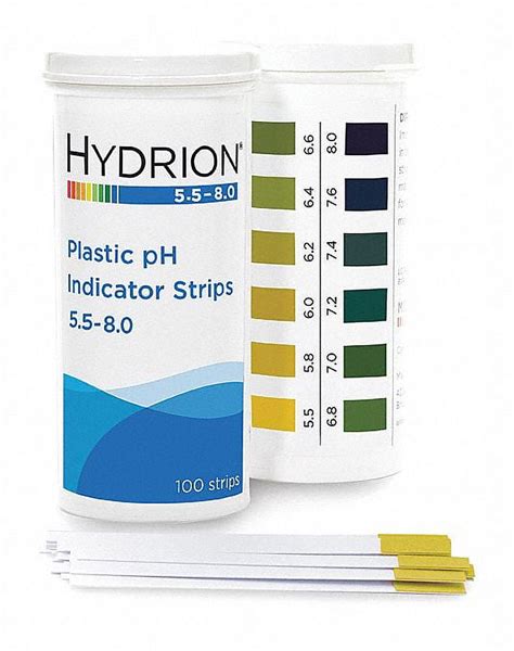 Hydrion pH Test Strips,2 3/4 in L,5.5-8 pH,PK100 9700 - Walmart.com