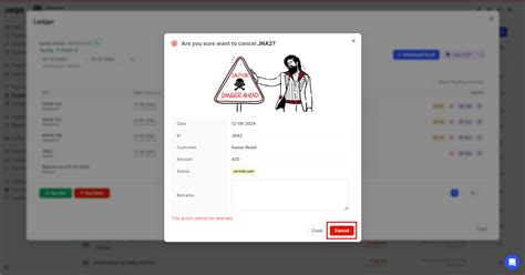 How to cancel payment from customer ledger on the web? - General - Swipe