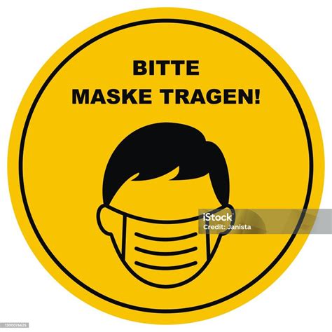 Please Wear Mask Vector Icon Circle Yellow Frame Stock Illustration ...