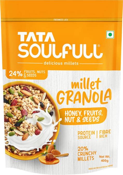 Tata Soulfull Millet Granola Honey, Fruits, Nut and Seeds Pouch Price ...