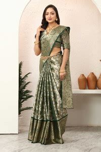 Buy Tankori Woven Kanjivaram Tissue Dark Green Sarees Online @ Best ...