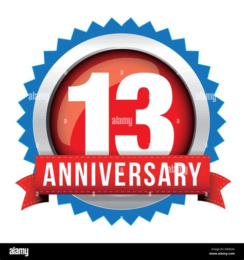 Thirteen years anniversary badge with red ribbon Stock Vector Image ...