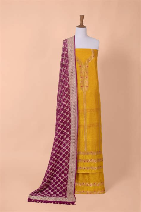 Handwoven Yellow Silk Suit Piece