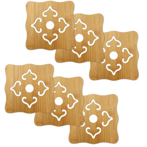 Bamboo Wooden Coasters for Home Pan Pot Holder & Dining Table Heat Pad ...
