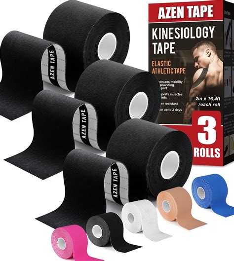 Amazon.com: AZEN 3 Rolls Kinesiology Tape, 16.4 ft Waterproof Kinetic ...