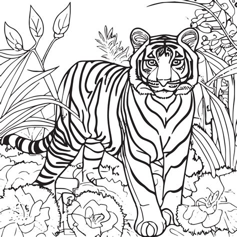 Picture Of A Tiger Outline at Wilford Shaw blog